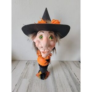 Vintage Halloween witch head bust fall spider unique glitter home decor figure